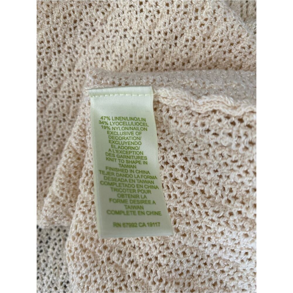 Vintage Sigrid Olsen Linen Blend Crochet Flower Cardigan Cream Sweater medium - Picture 5 of 8